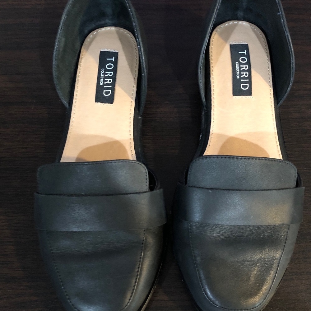 Torrid Black Leather D'Orsay Loafers,like new, NO BOX size 8W